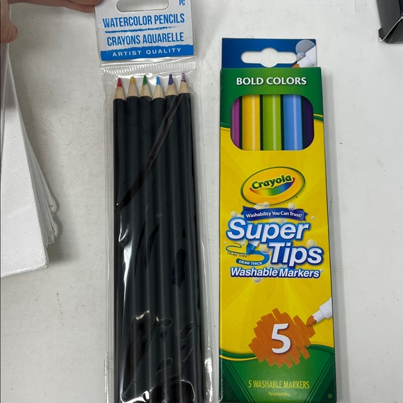 ARTS AND CRAFT BUNDLE Canvases Glitter Wash Markers Pencils Stickers Beads Bag - Picture 7 of 11